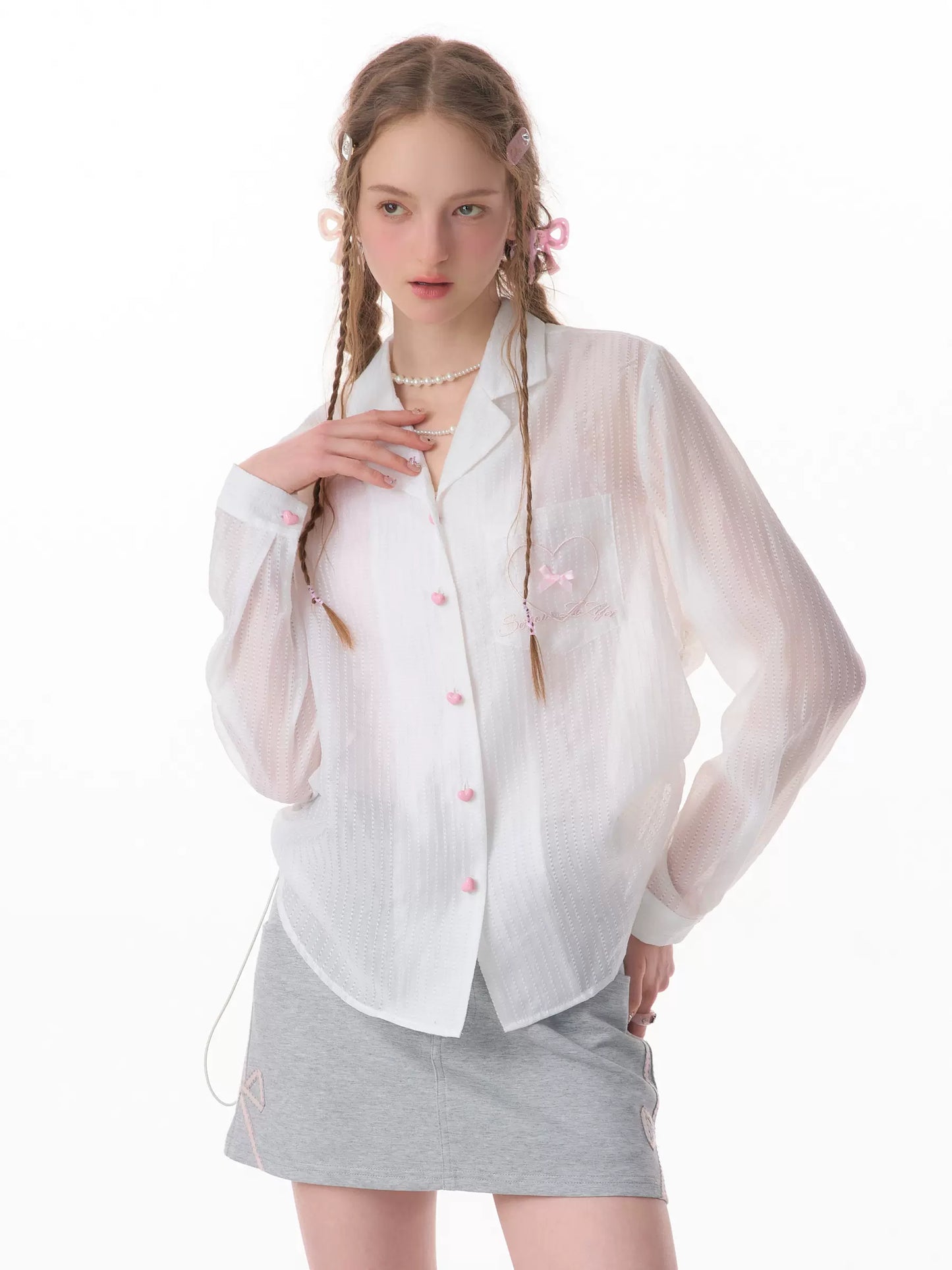 Fine Drawstring Loose Long Sleeve Shirt | High-End Retro Sunscreen Design for Spring/Summer