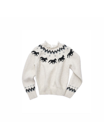 Fair Isle Pony Raglan Knit Sweater