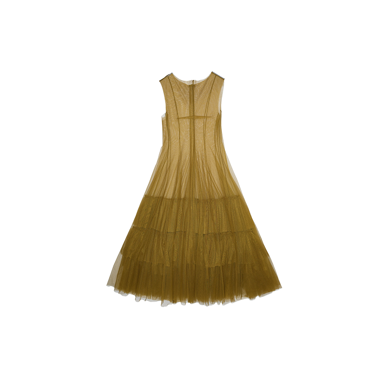 Sheer Layered Mesh Dress – Sleeveless Puffy Outer Skirt Look