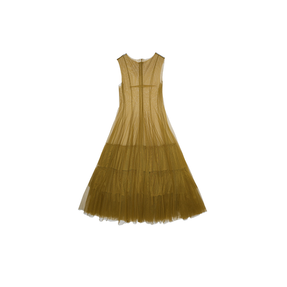Sheer Layered Mesh Dress – Sleeveless Puffy Outer Skirt Look