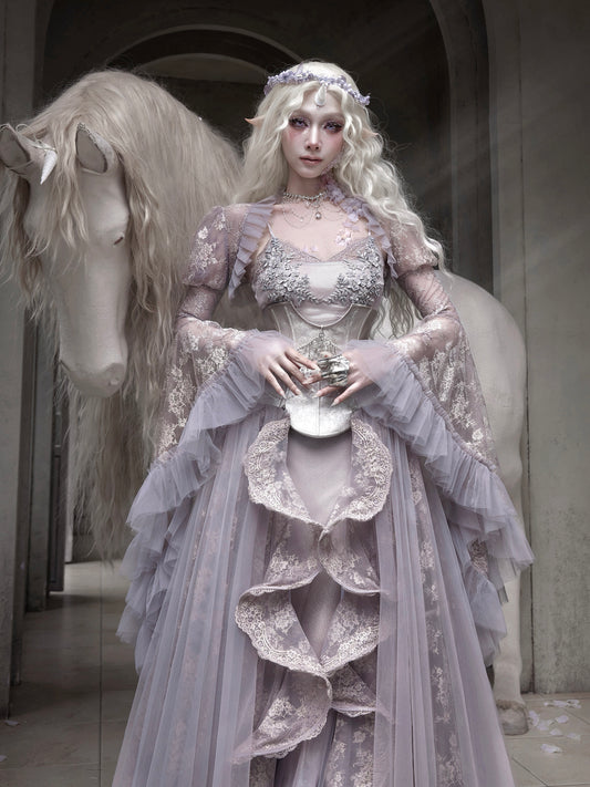 Fairy Lace Princess Vest | Elegant Puff Sleeve Layered Top