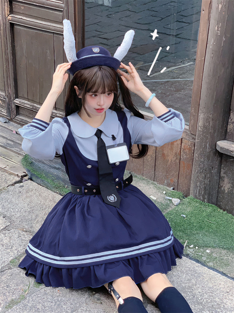 Rabbit Police Officer Academy Doll Collar Dress