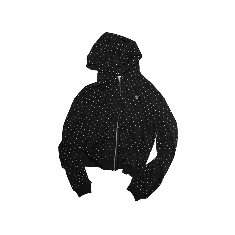 Cat Ear Hoodie Cardigan with Polka Dot Print – Cute and Slim Fit Sweatshirt Jacket