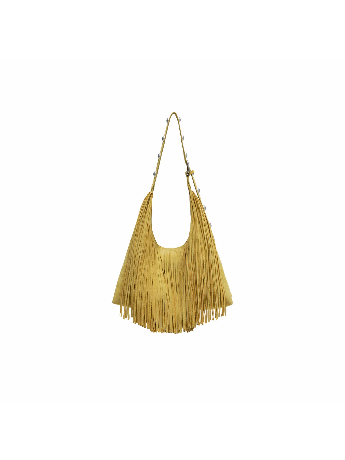Suede Studded Tassel Tote Bag