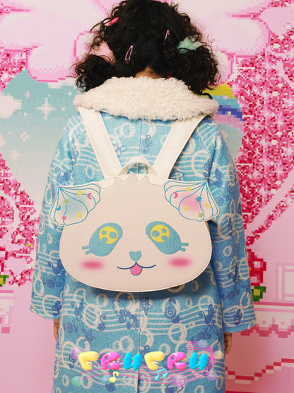 Gollum Store Strawberry Fantasia Series Original Leather White Cute Girl Panda Backpack