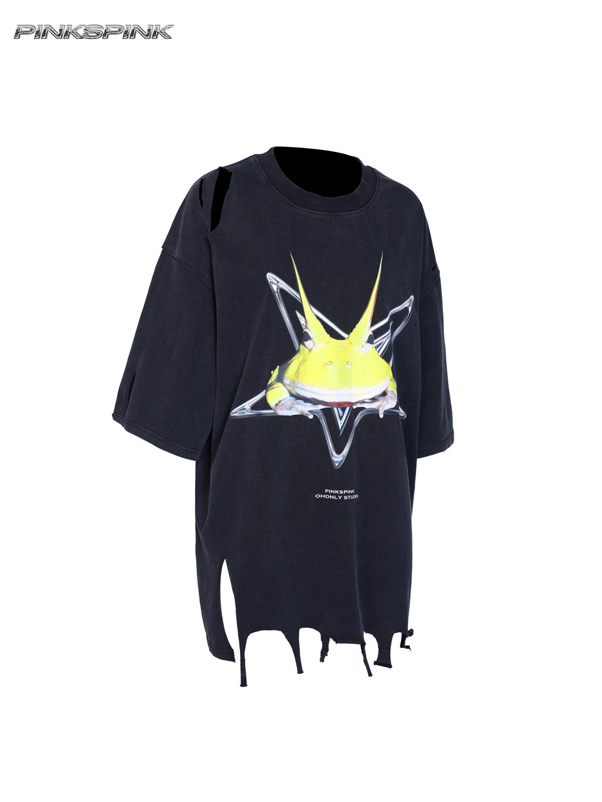 Rock Frog Distressed Oversized Punk Y2K T-Shirt