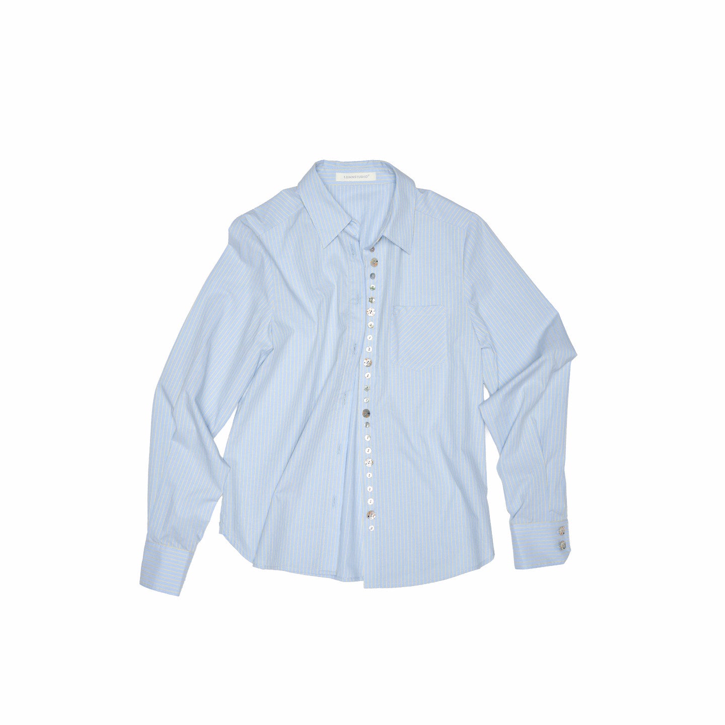 Shell Buckle Asymmetric Shirt