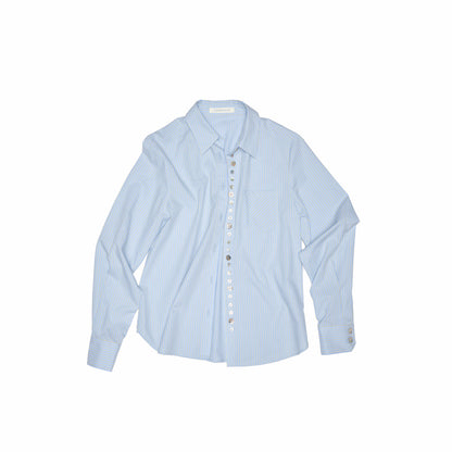 Shell Buckle Asymmetric Shirt