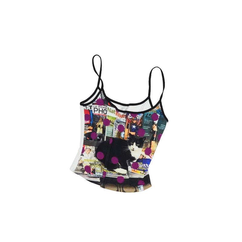 Animal Print Polka Dot Camisole – Slim-Fit Sleeveless Bolero Top