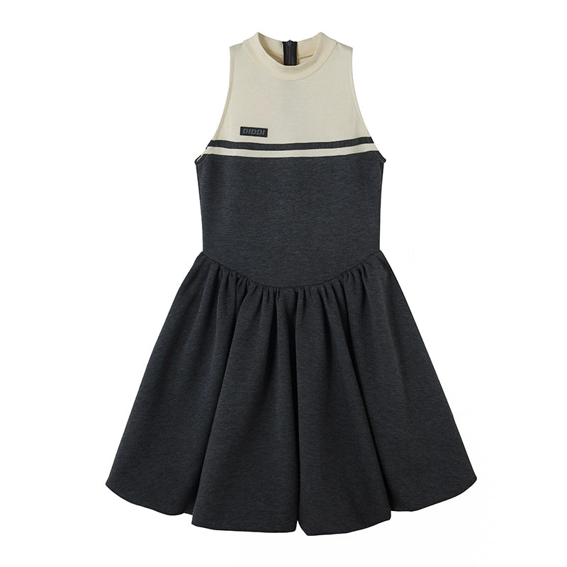 Retro Grey - Sleeveless Sports Dress