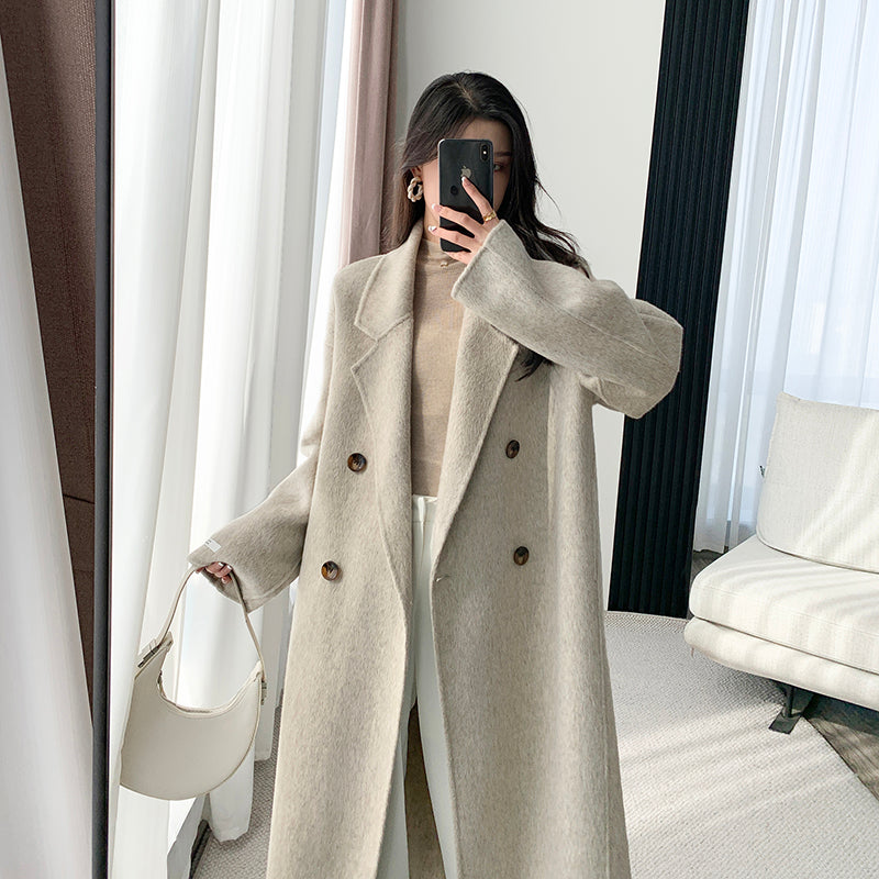 Temperament Double-Breasted Wool Coat