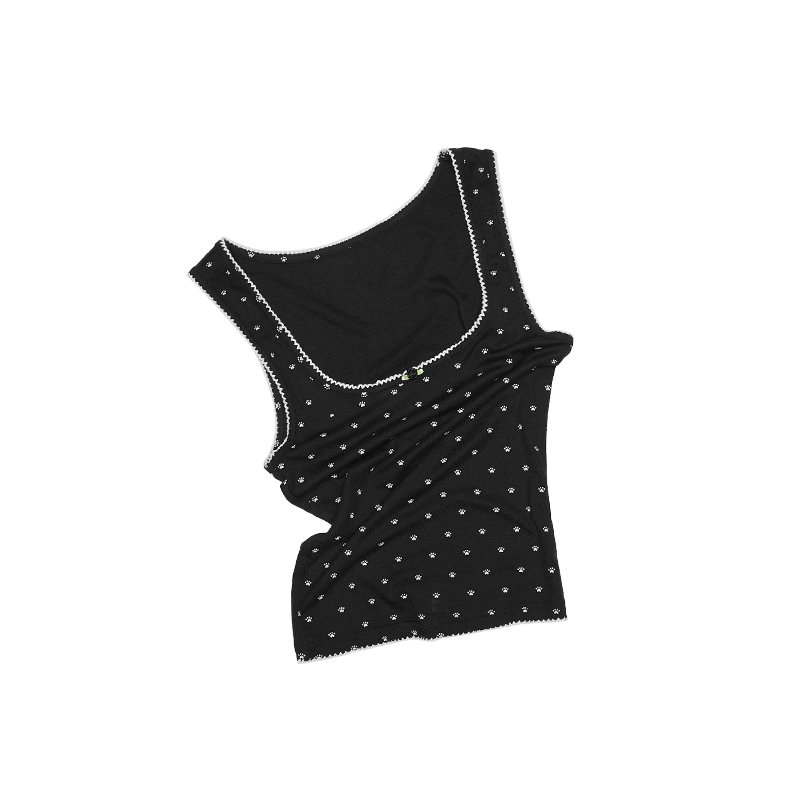 Polka Dot Cat Claw Knit Set – Lace Vest & Slim Fit Skirt
