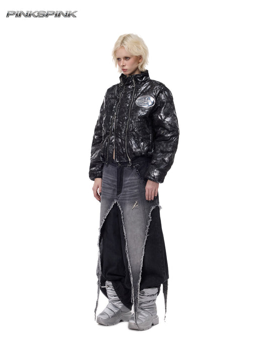 Electric Moon Double-Zip Short Unisex Y2K Jacket