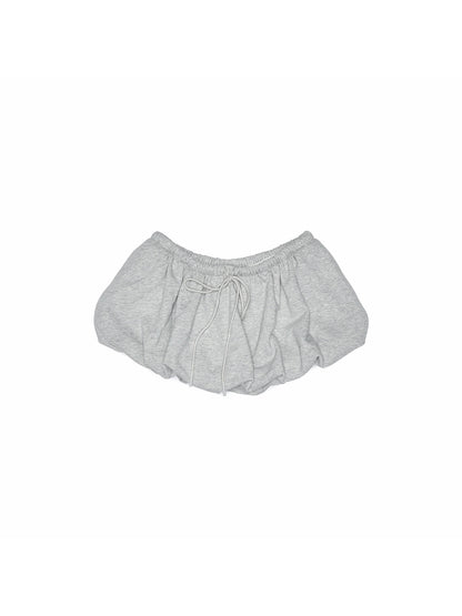 Drawstring Bubble Hem Mini Skirt