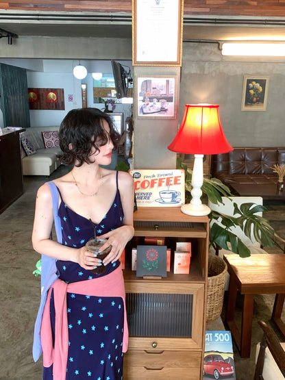 Blue Star Silk Chiffon Maxi Dress