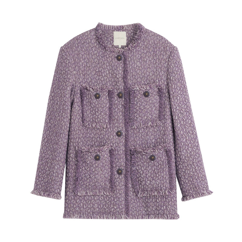 Purple Fur Edge Fleece Coat