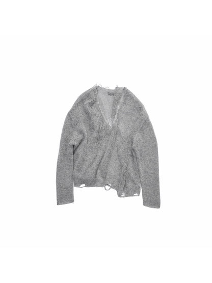 Star Cutout V-Neck Mohair Sweater