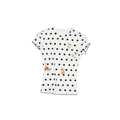 Animal Polka Dot Print T-Shirt – Slim Fit Crew Neck Short Sleeve
