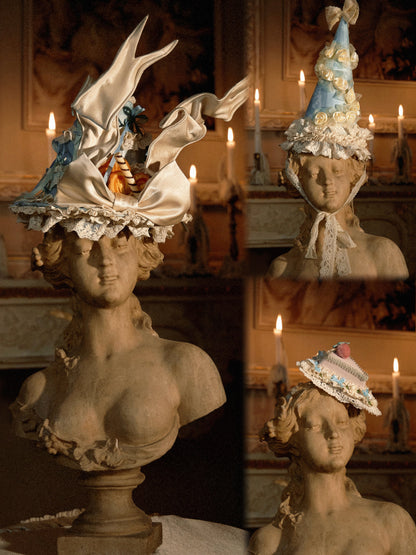 French Rococo Cookie Hat | Cream Lace Bonnet