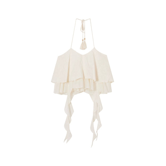 [Komatsu Chronicles] White Halterneck Camisole Dress - Sleeveless Backless Summer Style