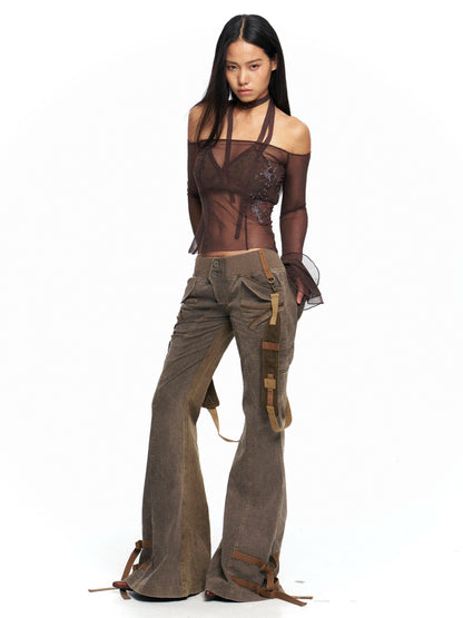 Stretch Corset Gauze Tunic Set – Beaded Two-Piece Look