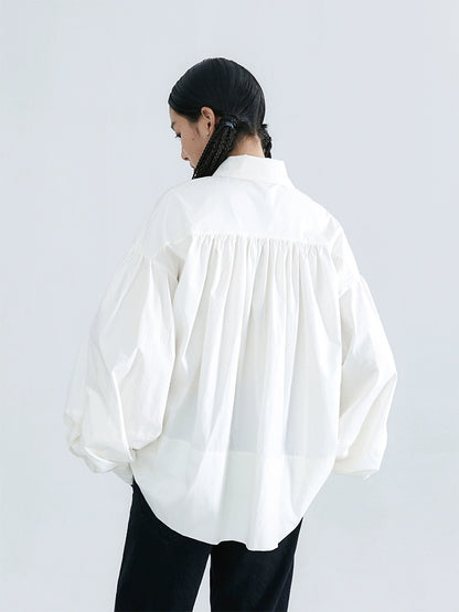 Original Lazy Embroidered White Loose Shirt