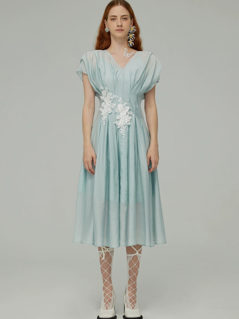 Sky Blue Embroidered Dress