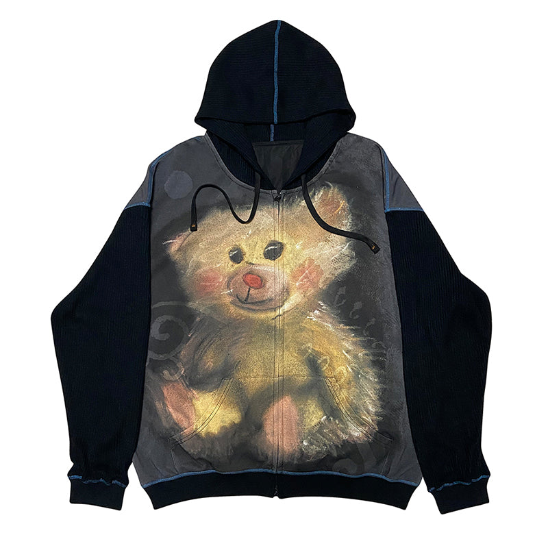 Little Bear Printed Sweater Coat