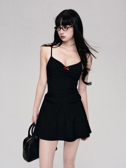 Vertical Waist Black Slip Dress for a Sexy Resort Look