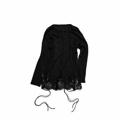 Appliqué Lace Panel Long Sleeve Tee