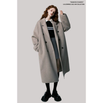 Green Grey Australian Wool Long Coat - Luxury