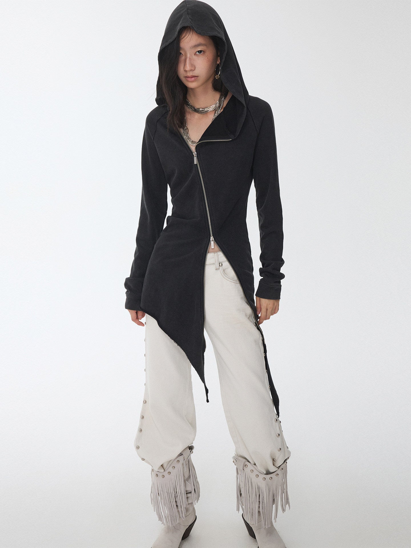 Rhinestone Rivet Hoodie Dress