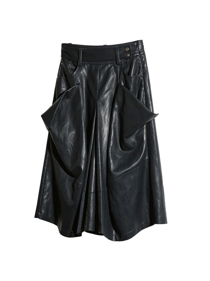 Pleated Faux Shearling Wide-Leg Pants | Retro Utility Trousers
