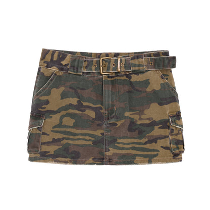 Square Buckle Camouflage Work Dress