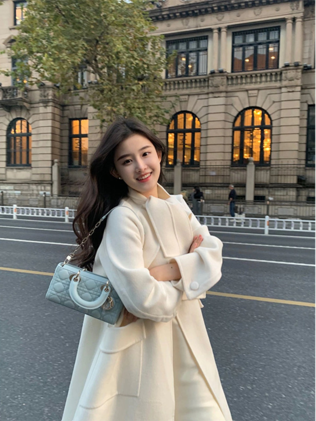 Cream White Reversible Cloak – Hepburn-Style Petite Wool Jacket