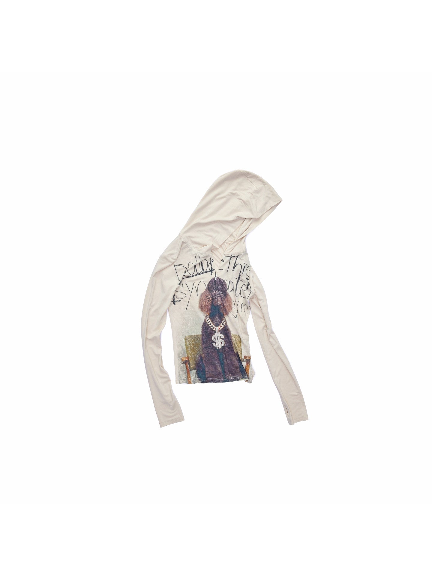 Cat & Dog Letter Print Zip Hoodie Top