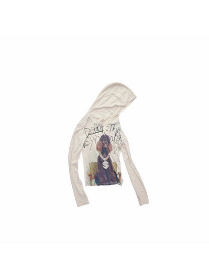 Cat & Dog Letter Print Zip Hoodie Top