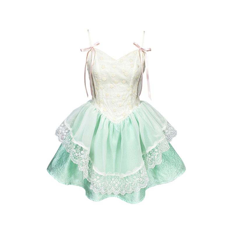 백조 민트 녹색 헴 드레스