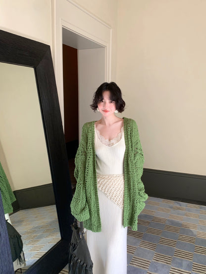 Lazy Autumn Light Hollow-Knit Cotton Cardigan Jacket – Hong Kong Retro