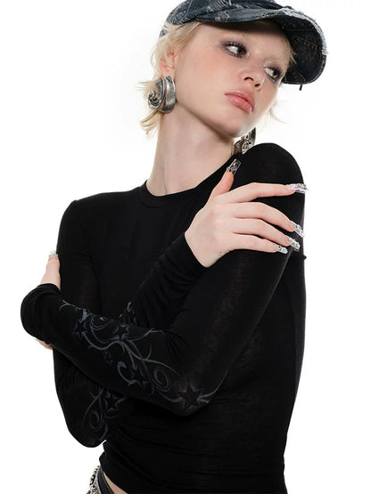 Semi-Sheer Knitted Cropped Cardigan – Tight Waist Slim Early Autumn Top