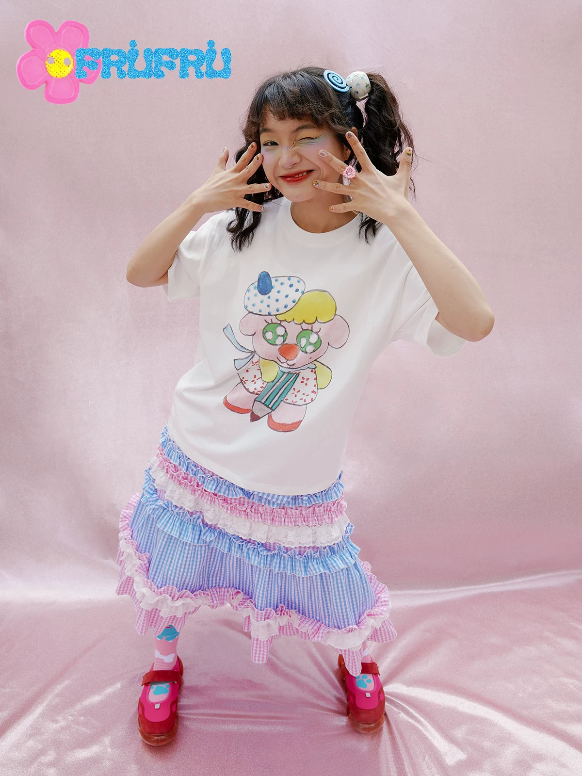 Gollum Store & Happy Collaboration Original Design Summer Cartoon Pure Cotton Short-Sleeve White Women's T-Shirt