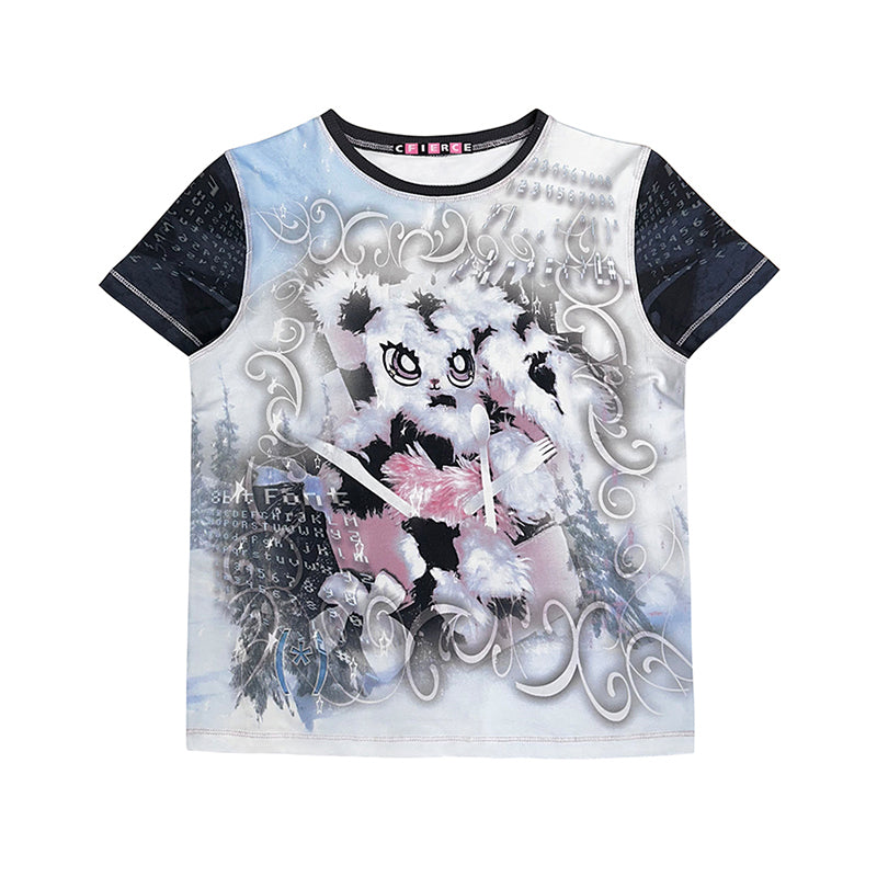 Abandoned Bunny Print Short Sleeve T-shirt