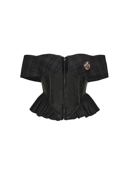 Slimming Leather Corset Top with Concealed Plaid | Perfect for a Date