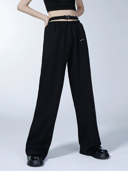 Black High Waist Wide Leg Sports Functional Pants