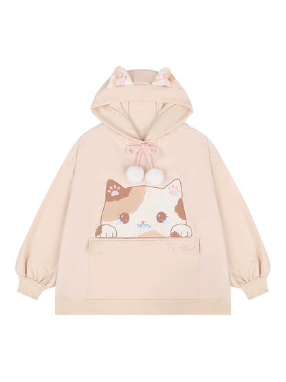 Three-Flower Cat Gift Bag Hoodie with Large Pocket