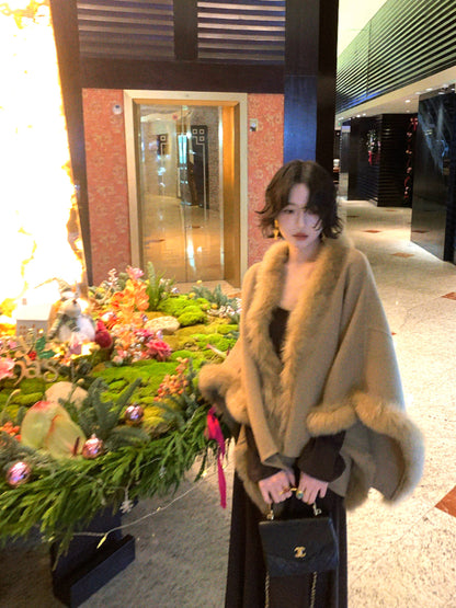 Luxury Fox Fur & Wool Double-Faced Vest Coat