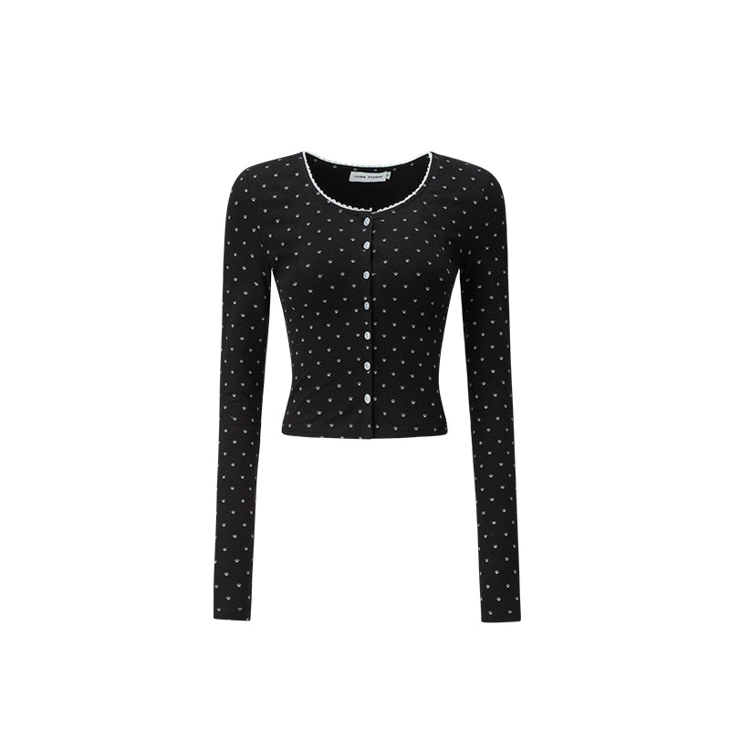 Top cardigan in pizzo slim fit