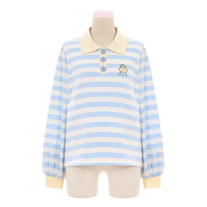 Little Yellow Chicken Embroidered Long-Sleeve Polo Shirt