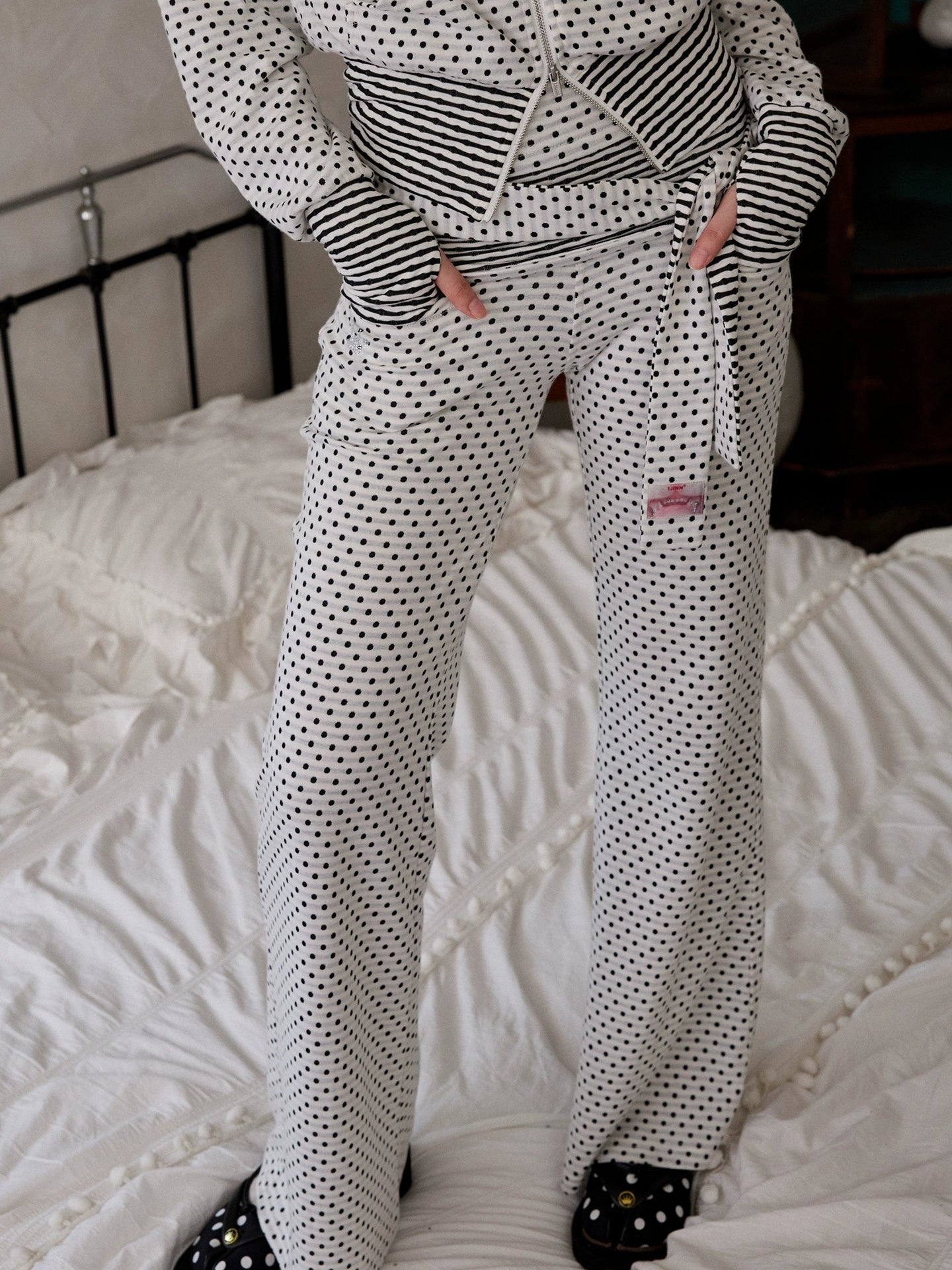 Reversible Polka Dot Stripe Scarf – Vintage Chic Small Neck Accessory