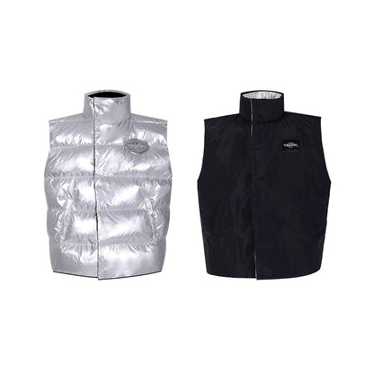 Gilet in cotone a collo alto argento-nero